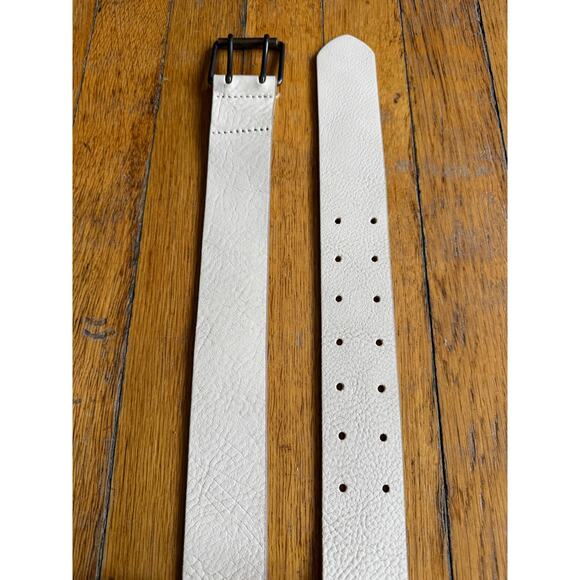 GAP Off-White Wide Textured Leather Belt Womens sz S - Picture 4 of 11